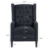 Push Back Recliner Chair,Easy Chairs for Small Spaces,Comfy Armchair,Reading Recliner Chairs for Adults,Living Room Accent Chair, Wingback and Rivets Design for Modern Recliner Chair(Black) NITYASUNDARA