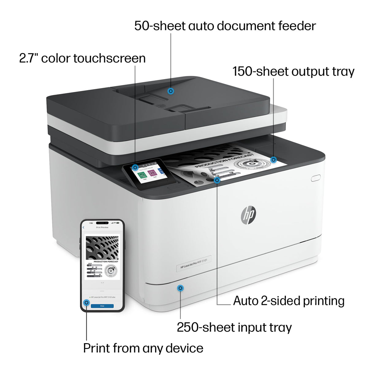 HP Laserjet Pro MFP 3101sdw Printer HP