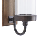 Deco 79 Wood Wall Sconce with Glass Holder, 5" x 8" x 16", Brown Deco 79