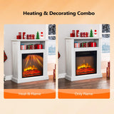 Bonnlo 30''H Freestanding Electric Fireplace Stove Space Heater with Realistic Flame, White Wood Mantel, Remote Control for Home Room Indoor, 1400W Bonnlo