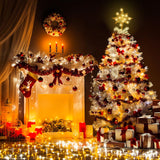 DULEFUN Christmas Tree Topper Lighted 13.5” Gold Star Tree Toppers with 20 LED Lights Christmas Tree Top Ornament for New Year Holiday Home Office Indoor Decorations DULEFUN