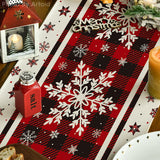 Artoid Mode Buffalo Plaid Snowflakes Christmas Table Runner, Seasonal Winter Kitchen Dining Table Decoration for Home Party Decor 13x72 Inch Artoid Mode