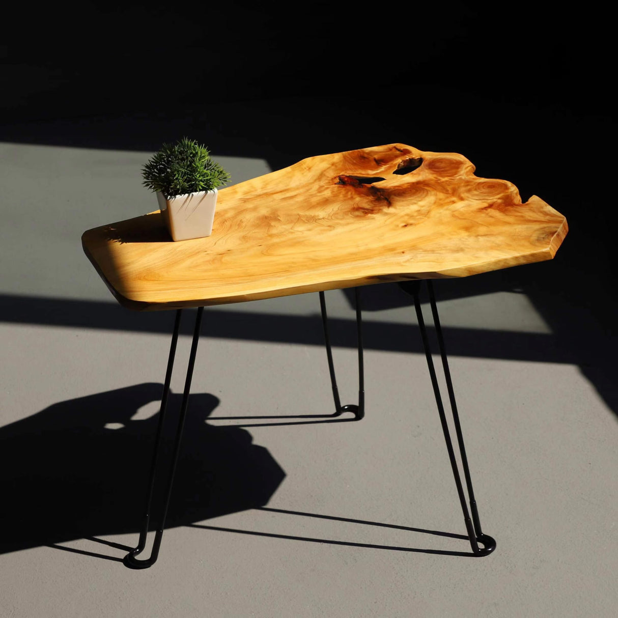 [PJ Collection] Live Edge Coffee Table, Small Coffee Table, Foldable Lightweight Side Table, Natural Wood Coffee Table, Live Edge Table, Handcrafted, No Assembly Needed PJCOLL