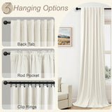 100% Blackout Curtains 84 Inch Length 2 Panels Set Neutral Boho Linen Farmhouse for Bedroom Windows Living Room Darkening Thermal Insulated Drapes Natural Cream Ivory 7ft Long Back Tab Pleated Pocket Pitalk
