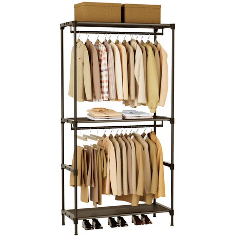 CASAMAYA Clothes Rack, Portable Closet, 27.6 Inch Wardrobe Closet, Clothes Storage Organizer with Shelves and 2 Hanging Rods, Easy to Assembly, Black PCT001B01 CASAMAYA