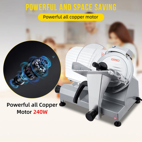 GarveeHome Electric Meat Slicer, 10" Commercial Meat Slicer with Carbon Steel Blade, Stainless Steel Food Slicer, Meat Cutting Machine 0-0.6 inch Adjustable Thickness for Meat Cheese Veggies, 240W GarveeHome