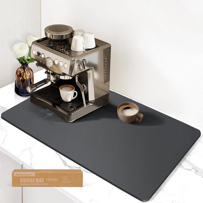 Coffee Mat(Dark Gray 12"x19''), Coffee Bar Mat for Countertop, Anti-Slip Absorbent Dish Drying Mat for Kitchen, Suitable for Coffee Machine, Coffee Maker, Coffee Pot, Espresso Machine, Dish Rack.