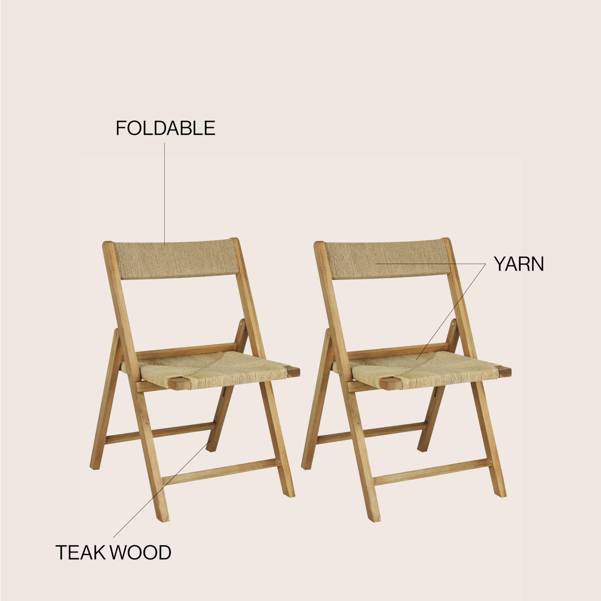 JONATHAN Y FLD1002A-SET2 Kiawah Coastal Modern Wood Woven Seagrass Folding Chair Transitional, Bohemian, Classic, Scandinavian, Minimalist, Mid-Century, Natural (Set of 2) JONATHAN Y