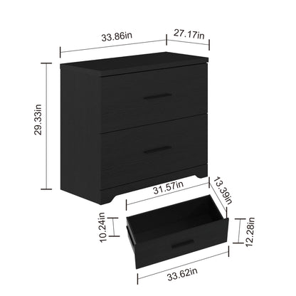 2-Drawer Wood Lateral File Cabinet, Filing Cabinets Anti-Tilt Mechanism for Home Office Storage Organization, Accommodates Letter/A4/Legal Size, New Heightened Drawer Design Home Office (Blac - WoodArtSupply