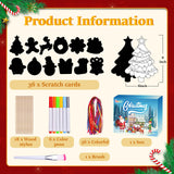Garma 36Pcs Christmas Crafts Scratch Art for Kids, Rainbow Scratch Paper Christmas Ornaments Crafts Christmas Party Favors Toys Xmas Tree Ornaments Hanging Craft Art Kits Garma