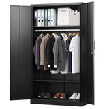Letaya Metal Wardrobe Cabinets with Lock,Clothing Locker 72" X 36" X 18" Storage Cabinets for Home Room,Fire Department, School, Employee,Gym,Government (Black) Letaya