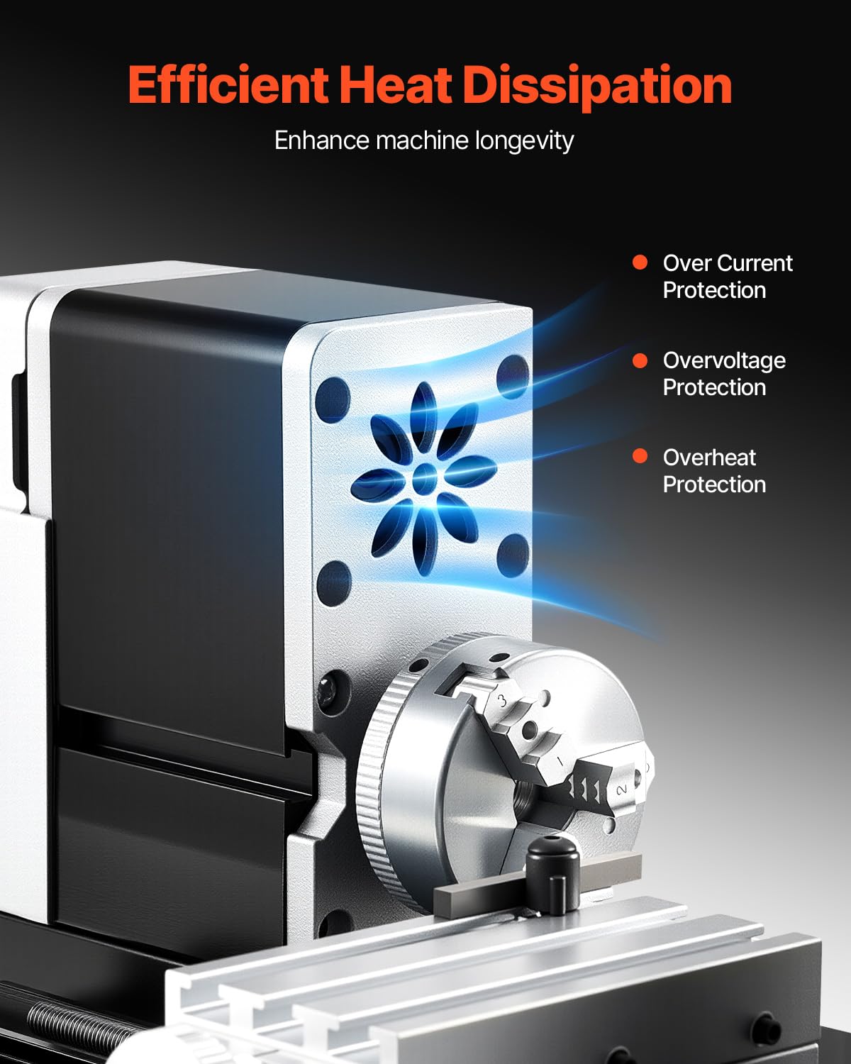 VEVOR Didactical Mini Metal Lathe Machine, 2.76 x 5.12 in, 36W Power Metal Lathe, 20,000 RPM Speed, with 3-jaw Chuck, Aluminum Alloy Handwheel, for Processing Precision Parts Soft Metals Wood Plastics VEVOR