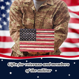 Sintuff Patriotic Wooden American Flag Box Sign 4th of July Wood Block Patriotic Wall Art US Flag Tiered Tray Decorations for Memorial Veterans Day Tabletop Decorations, 7 x 4.7 x 1.6 Inch(Classic) Sintuff