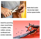 Leather Hole Punch,9" Belt Hole Puncher for Leather Heavy Duty, 6 Size Revolving Leather Belt Hand Hole Puncher (6 Size Revolving Leather Hole Puncher) YYaaloa
