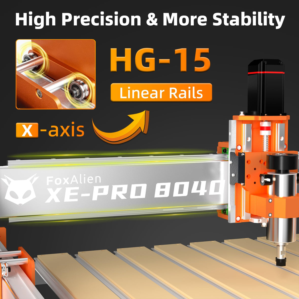 FoxAlien XE-PRO 8040 Extension Kit with Upgraded Hybrid Spoilboard for X-axis, Compatible with XE-PRO CNC Router Machine FoxAlien