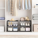 Autonomier 3 Tier Small Shoe Rack, Narrow Stackable Kids Toddler Adult Shoe Storage Organizer Shelf for Closet Floor Front Door Entrance Entryway, Free Standing Shoe Rack Organization Shelves Autonomier