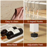 IBUYKE Kitchen Island with Storage, Bakers Rack with Power Outlet,Microwave Stand with Large Worktop,Rolling Bar Cart for Home, Outdoor, Kitchen,Light Wood TMJ029R IBUYKE