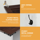 DWVO 59" Wide Hall Tree with Bench and Storage for Hallway Entryway, Coat Rack with Adjustable LED Light, Sliding Barn Doors, 10 Shoe Cubbies & 10 Coat Hooks for Bedchamber Living Room (Rustic White) DWVO