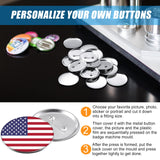 300 Pieces Blank Button Making Supplies Round Badge Button Parts Metal Button Pin Badge Kit for Button Maker Machine, Including Metal Shells Back Cover and Clear Film (Tinplate,2.28 Inch) Hicarer