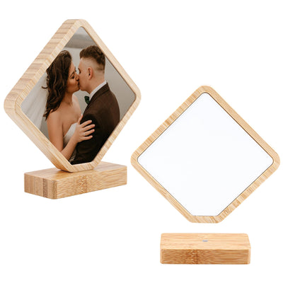 Framendino, 1 Pack Sublimation Photo Frames Blanks Heat Transfer Wood Diamond Shape Picture Frames for DIY Photo Prints