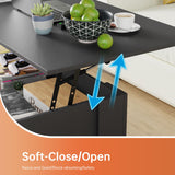 FDW Coffee Table Lift Top Coffee Table Coffee Table with Hidden Compartment and Storage Shelf for Living Room Reception Room 47.2in L,Black FDW