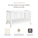 Babyletto Gelato 4-in-1 Convertible Crib with Toddler Bed Conversion in White and Washed Natural, Greenguard Gold Certified babyletto