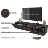 Atelier Mobili Floating Wall TV Stand, Floating Entertainment Center, Modern Floating Media Console, Floating TV Stand 65 inch for up to 80 inch TV and TV Stand Floating, Onesize, Black ATELIER MOBILI THE LEADER OF THE INTERCHANGEABLE FURNITURE