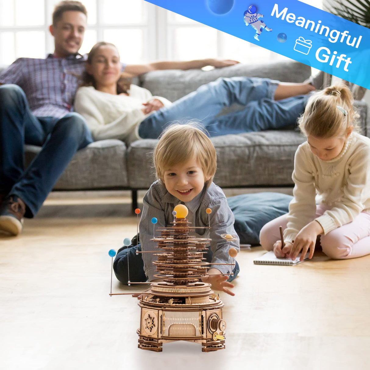 ROKR 3D Wooden Puzzles for Adults Huge Orrery Model - Toy Building Set Mechanical Puzzles 8 Orbiting Planets Unique Gifts for Boys/Girls ROKR