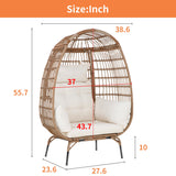 Egg Chair Egg Basket Lounge Chair Rattan Chair Steel Frame Oversized Indoor Outdoor Lounger Simple Installation with 4 Comfort Cushion and Stand,352lb Capacity for Patio Garden Living Room,White PayLessHere