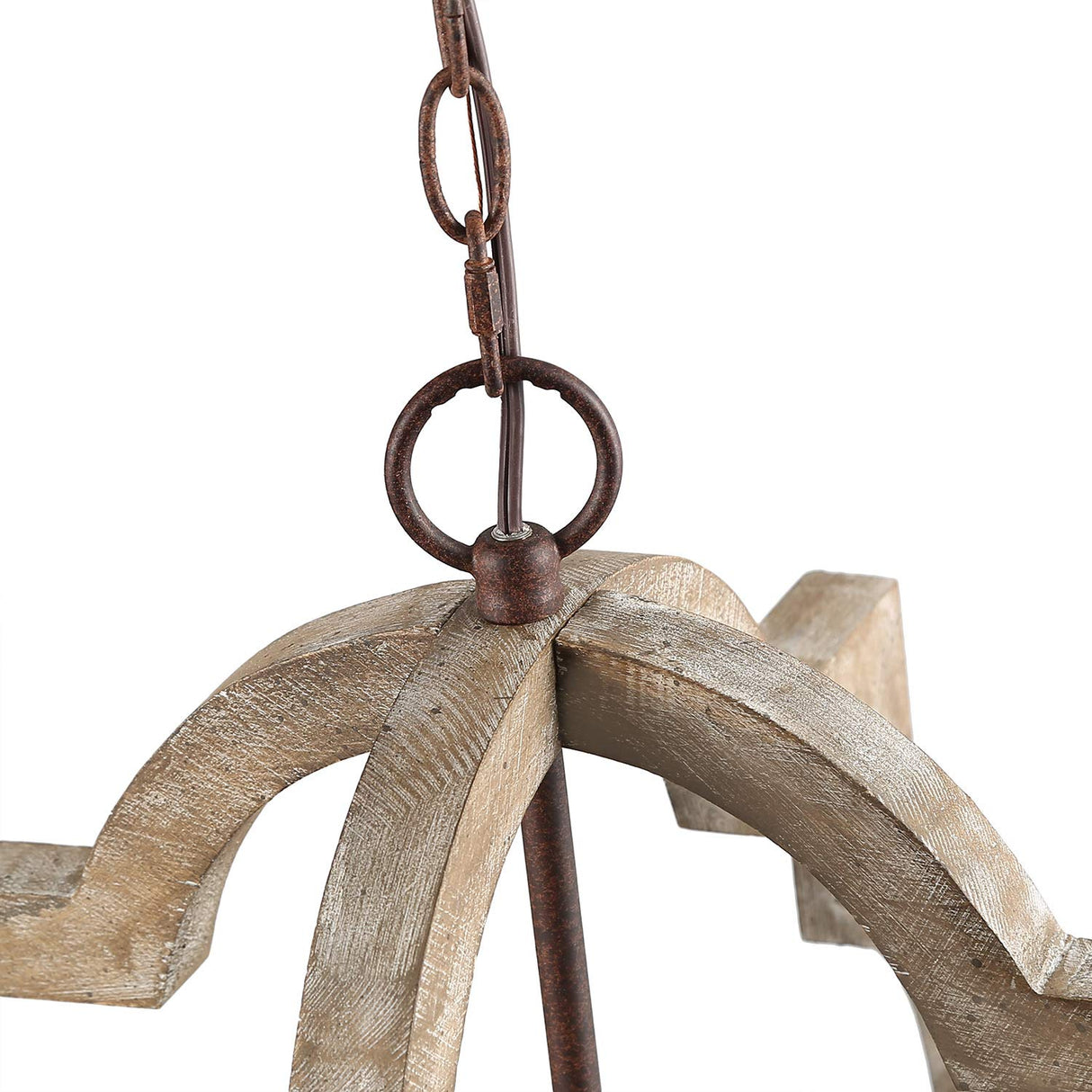 LOG BARN Large Farmhouse Chandelier Handmade Wood 4 Lights Fixtures Hanging for Dining, Bedrooms, Living Rooms and Hallway LOG BARN