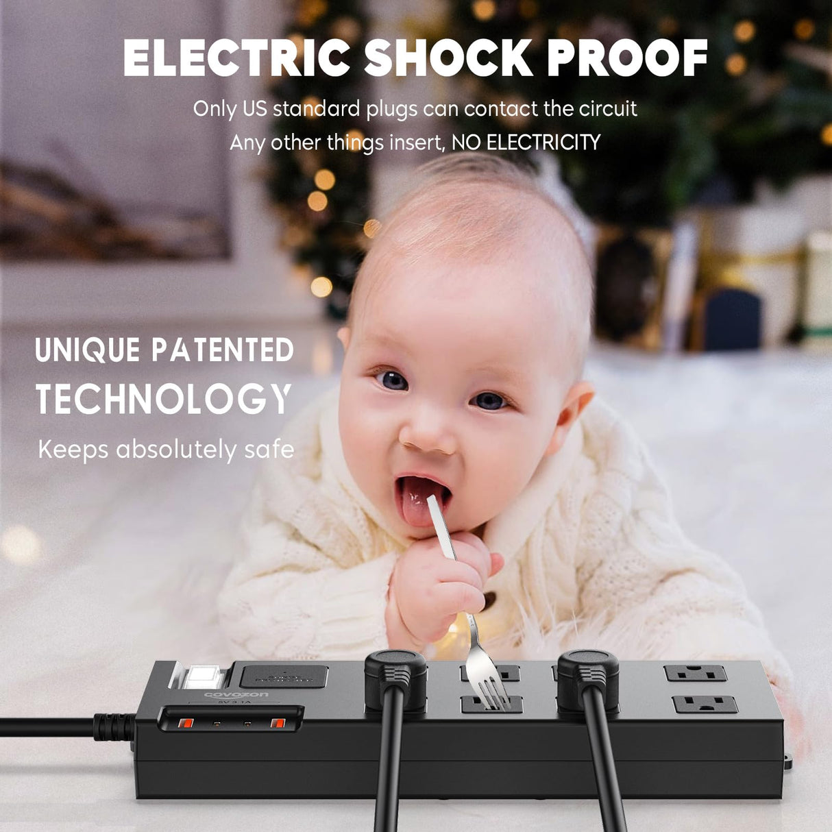 Surge Protector Power Strip Waterproof, Outdoor Extension Cord Multiple Outlets with USB A + C Fast Charging, Waterproof Electrical Box Electrical Outlet Box Extender Power Strip 6ft 10ft 15ft 20ft covozon