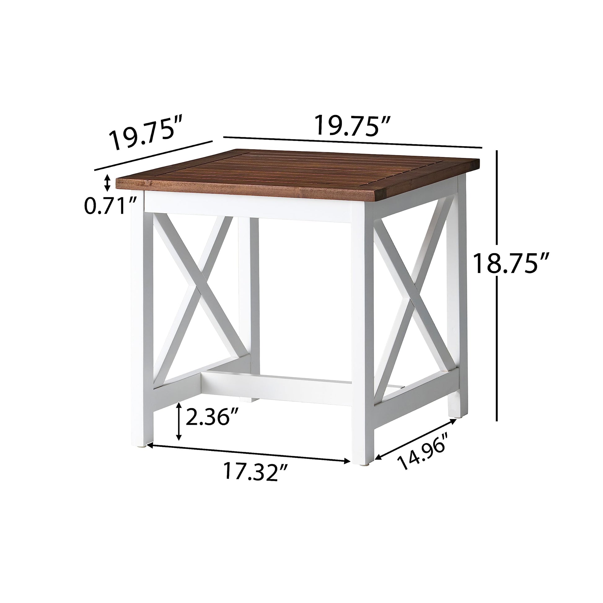 Christopher Knight Home Shammai Indoor Farmhouse Cottage Acacia Wood End Table with White Frame, Pu White / Dark Oak, Pu White / Dark Oak - WoodArtSupply