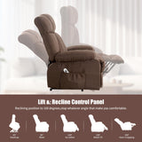 jonpony Power Lift Recliner Chair for Elderly, Lift Chair with Massage and Heat for Living Room, Fabric Electric Recliner Chairs with Side Pockets, USB Charge Port,Brown jonpony
