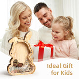 Customizedbee Bunny Piggy Bank for Kids, Personalized Wooden Money Box, Easter Gifts for Kids, Birthday Presents Piggy Bank Toy, Bedroom Decor Money Holder Encourages Early Saving Customizedbee