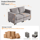 WUTUTUEE 58”Modular Sectional Loveseat Sofa, Modern Love Seat 2 Seater Sofa Couch with Storage, Chenille Modular Sectional Couch for Living Room, Bedroom, Office, Small Apartment, Light Grey WUTUTUEE
