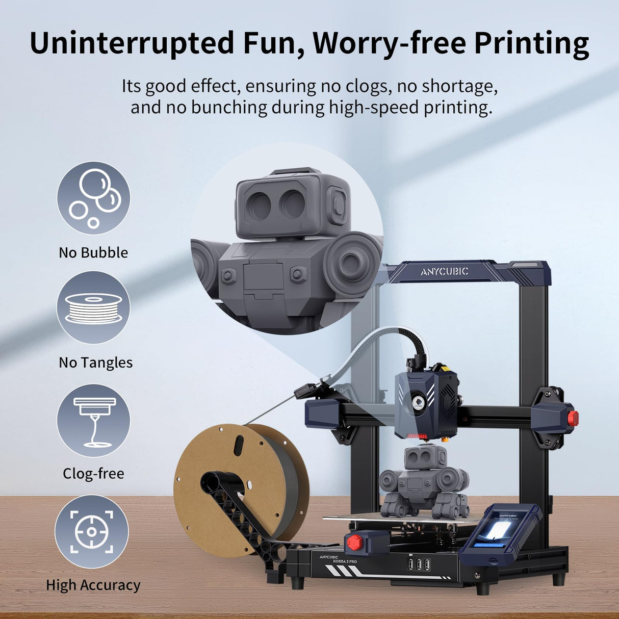 ANYCUBIC High Speed 3D Printer Filament 1.75mm, Print Up to 10X Faster, Rapid PLA Filament with High Prints Quality, Dimensional Accuracy +/- 0.02mm, Print with Most FDM 3D Printers, 1KG Spool, Gray ANYCUBIC