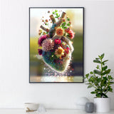 Yezavesu Diamond Art Kits for Adults, Heart 5D Diamond Painting Kit for Beginners, Flowers Heart DIY Round Full Drill Painting with Gem Art Kits for Home Wall Decor 12 x 16 Inch Yezavesu