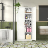 Polup White Kitchen Pantry Cabinet, Pantry Storage Cabinet with Doors and Adjustable Shelves, Metal Food Pantry Cabinets with Handle, 71" Tall Freestanding Cupboard for Living Room-Assemble Required Polup