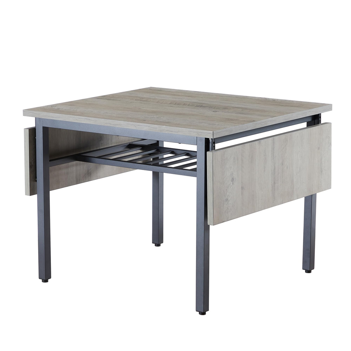 Tmsan 63.2" Folding Dining Table for 4-6 People, Drop Leaf Table with Storage Rack Extendable Kitchen Dinner Table for Small Spaces (Grey) Tmsan