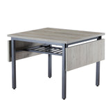 Tmsan 63.2" Folding Dining Table for 4-6 People, Drop Leaf Table with Storage Rack Extendable Kitchen Dinner Table for Small Spaces (Grey) Tmsan