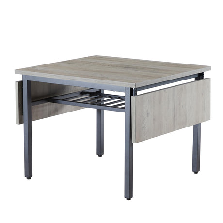 Tmsan 63.2" Folding Dining Table for 4-6 People, Drop Leaf Table with Storage Rack Extendable Kitchen Dinner Table for Small Spaces (Grey) Tmsan