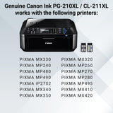 Canon PG-210 XL / CL-211 XL Genuine Ink Value Pack (2 Cartridges), Compatible with MX320/330/340/350/410/420, MP240/250/270/280/480/490/495, iP2702 Canon