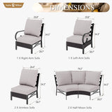 Sophia & William 6 Piece Patio Furniture Set, Half-Moon Curved Outdoor Sofa, Wicker Rattan Outdoor Conversation Sets,Beige Sophia & William