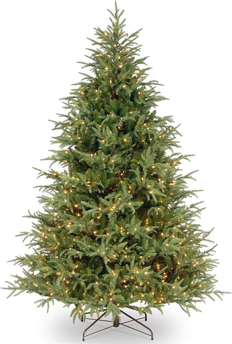 National Tree Company Pre-Lit 'Feel Real' Artificial Full Christmas Tree, Green, Frasier Grande, White Lights, Includes Stand, 7.5 Feet National Tree Company