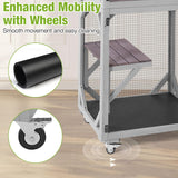 GUTINNEEN Catio Outdoor Cat Enclosure Mobile Cat House Indoor On Wheels with Scratch Post, Hammock, Resting Box, Platform, Tarp Roof 62.8", Grey GUTINNEEN