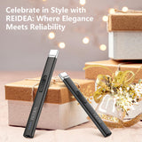 REIDEA Electric Lighter Candle Lighter, Windproof Flameless USB Rechargeable Arc Retractable Lighter with Safe Button and Power Indicator for Candle, BBQ and Fireworks, R1 Flat, Obsidian Black REIDEA