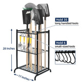 storenization Garden Tool Organizer and Storage, Yard Tool Organizer for Garage Up to 41 Tools, 3-tire Yard Tool Holder Holding Long Handled Tools for Shed Garden Outdoor storenization