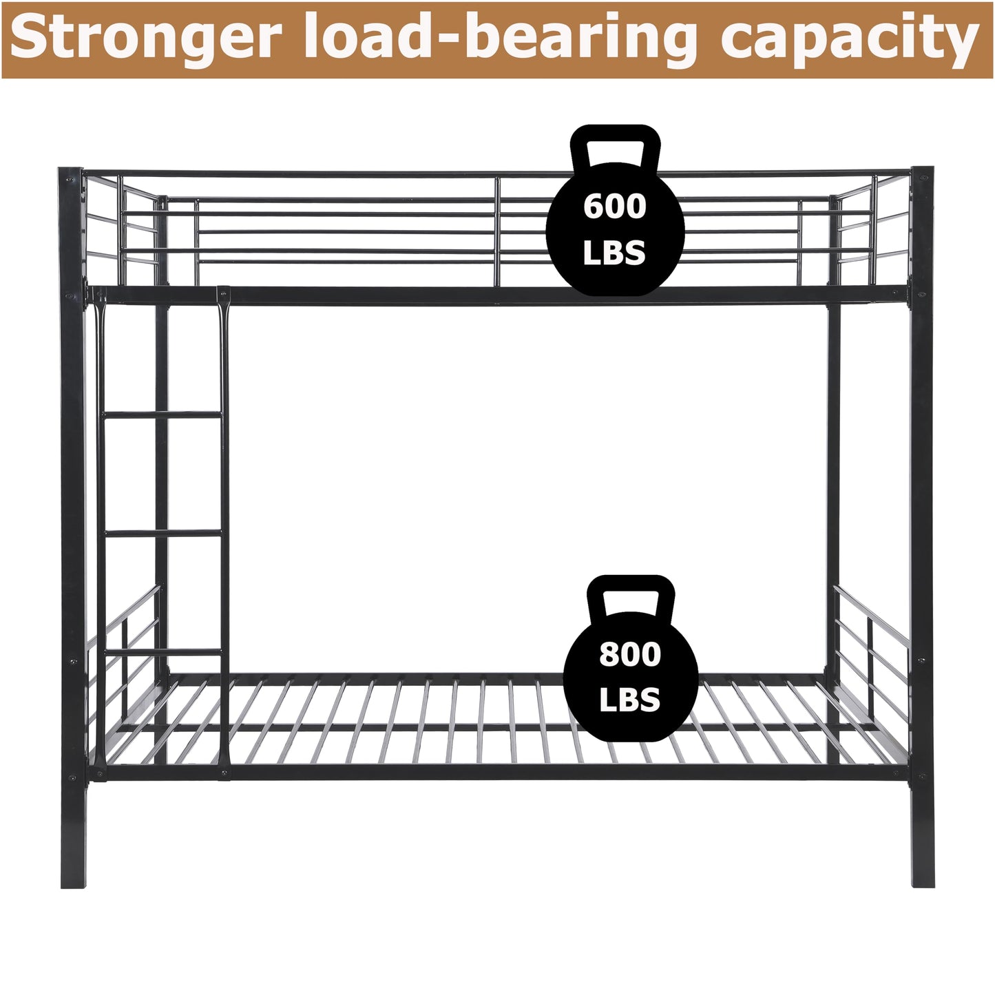 ZMIZAKOY Queen Over Queen Bunk Bed for Kids Adults Teens, Metal Bunk Bed Queen Over Queen Size with Ladder and Full-Length Guardrails and Slats Support for Boys Girls, Space-Saving,Easy Assemble