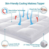 CHOKIT Full Mattress Topper, Extra Thick Pillow Top Mattress Pad for Back Pain Relief, Cooling Bed Topper Mattress Cover with 8-21 Inch Deep Pocket CHOKIT