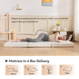 MLILY Folding Mattress, 3 inch Single Tri-fold Memory Foam Mattress, Foldable Mattress with Storage Bag and Washable Cover, Travel and Guest Mat, 75"×25", White MLILY